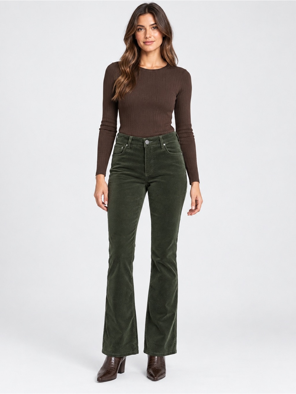 KUT From The Kloth Natalie Bootcut Forest Green Corduroy Pants Size 14